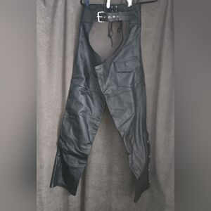 MOB Unisex Black Leather Chaps